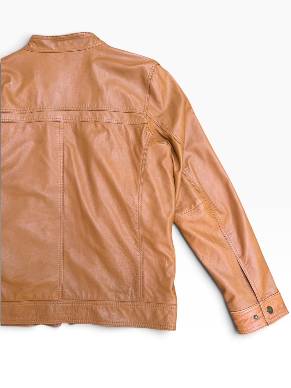 Vintage Wilsons Leather Men’s L Cognac Leather Moto Racer Jacket - Picture 6 of 15